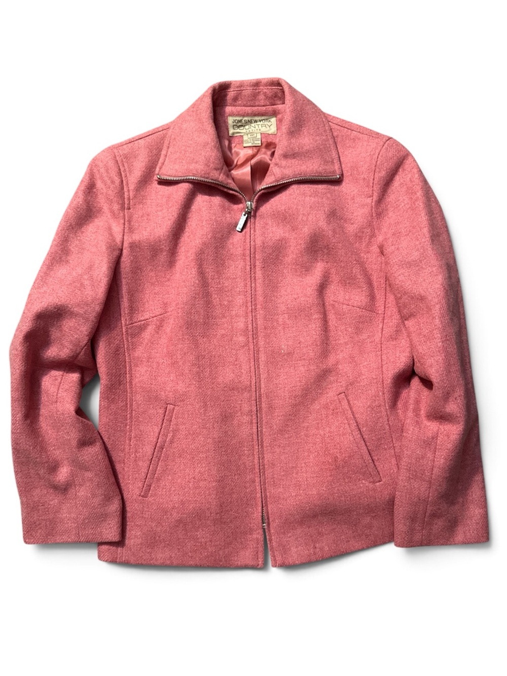 Vintage Jones New York Country Petite 100% Wool Jacket Pink Blazer 8P